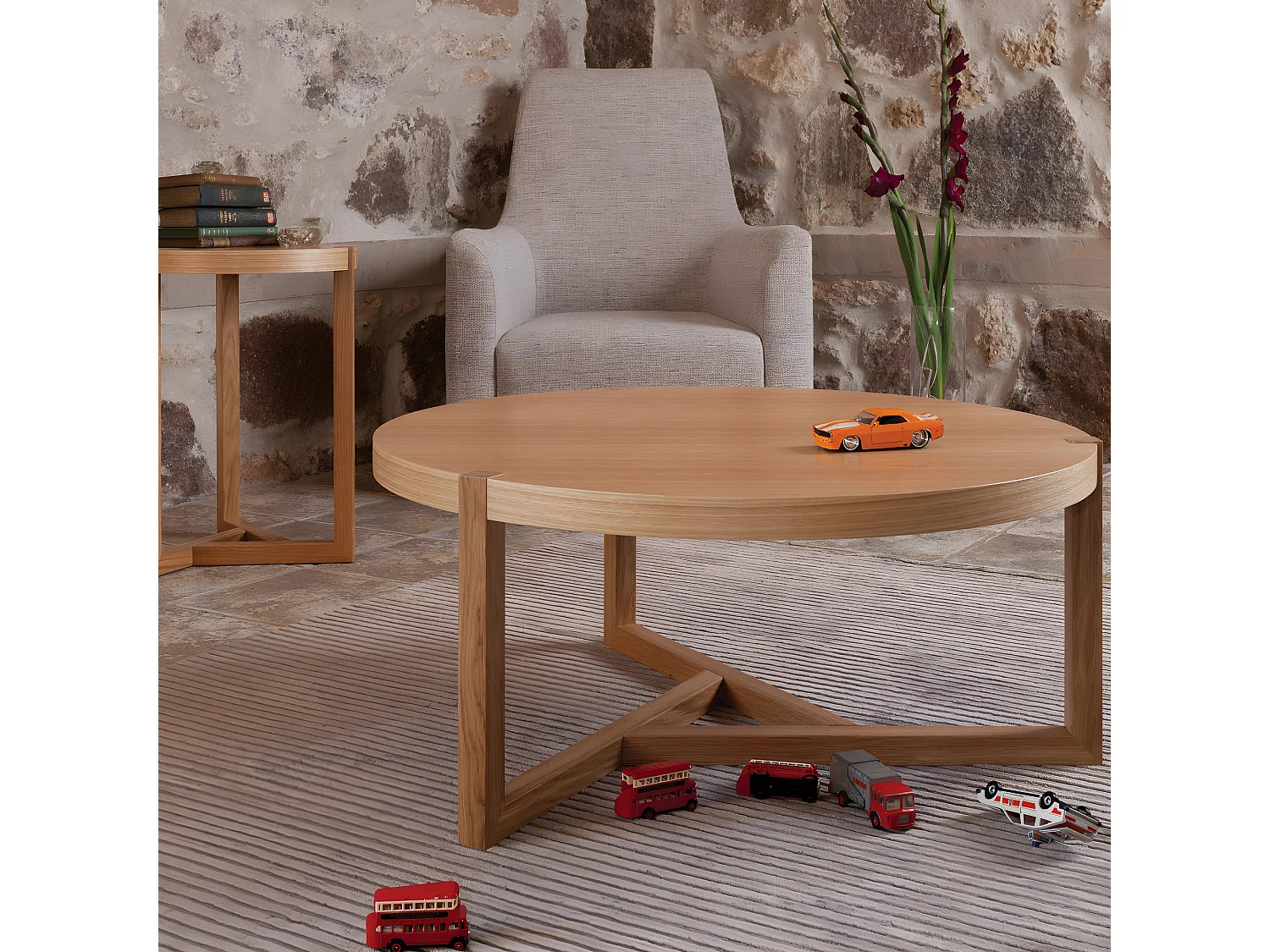 Table Basse Design "Brentwood" 82cm Chêne