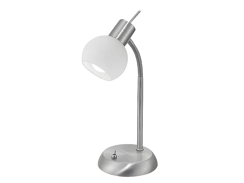 Lampe de table à tête flexible en opales satinés au nickel ALEMAR