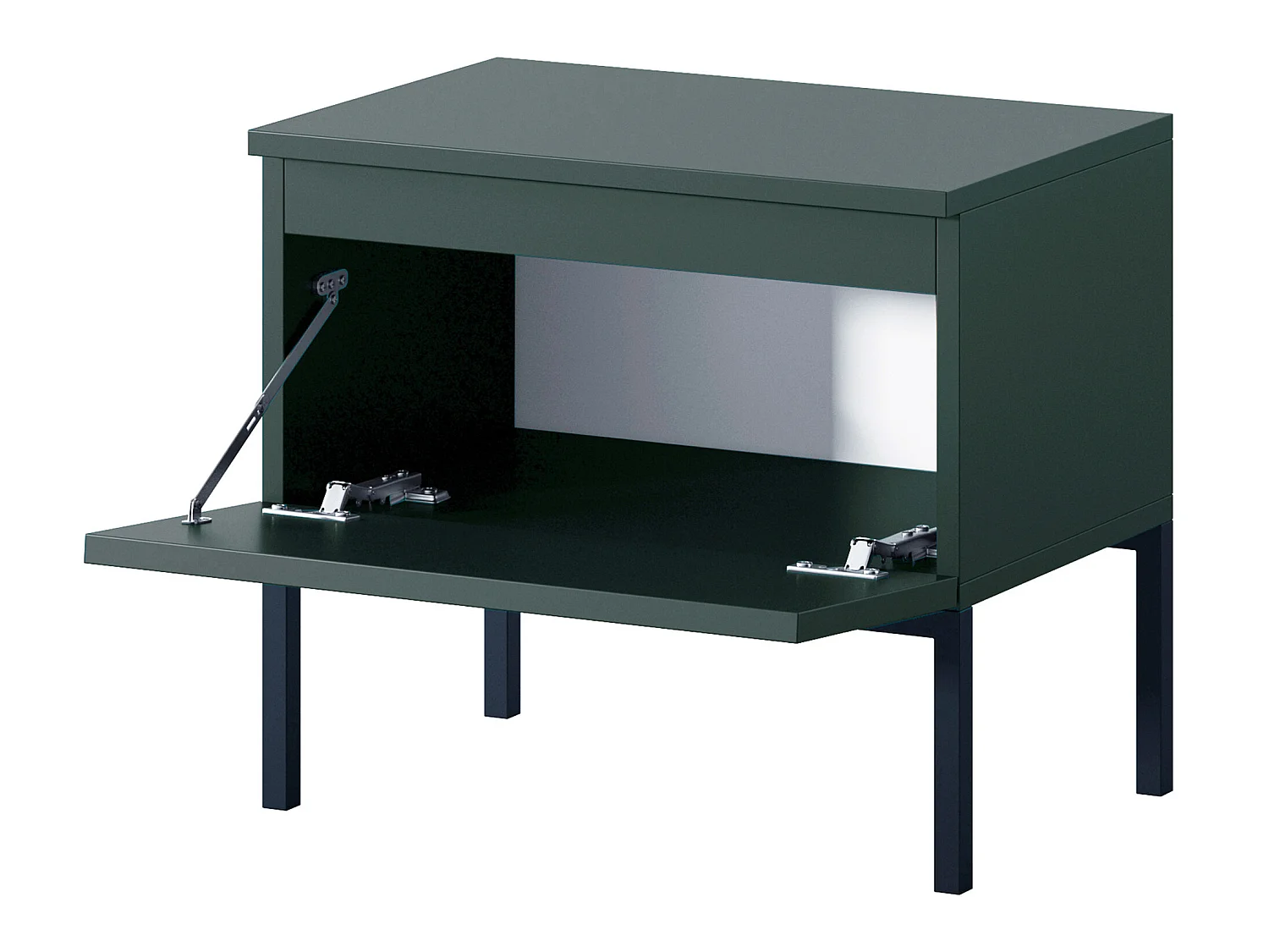 Nachttisch, Dunkelgrün mit Metallbeinen - Bemmi