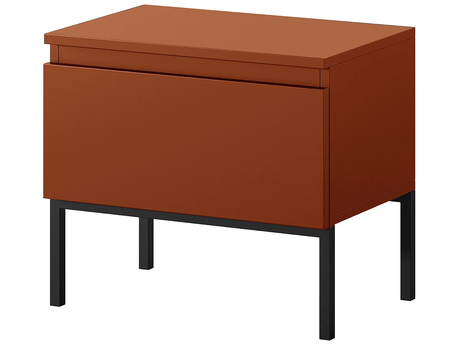 Nachttisch, Ziegelrot mit Metallbeinen - Bemmi