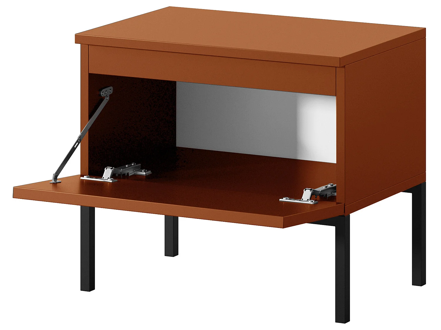 Nachttisch, Ziegelrot mit Metallbeinen - Bemmi