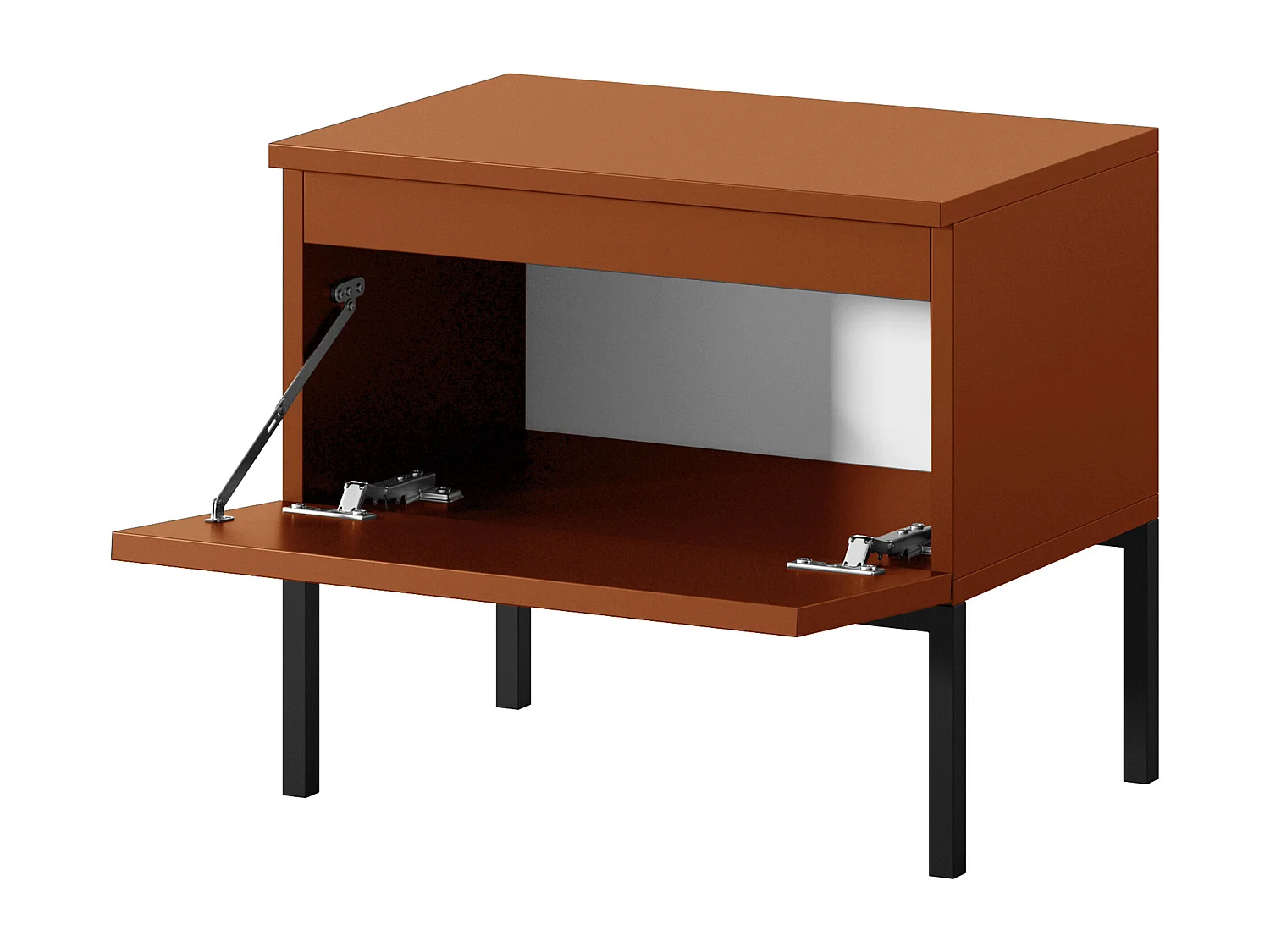 Nachttisch, Ziegelrot mit Metallbeinen - Bemmi