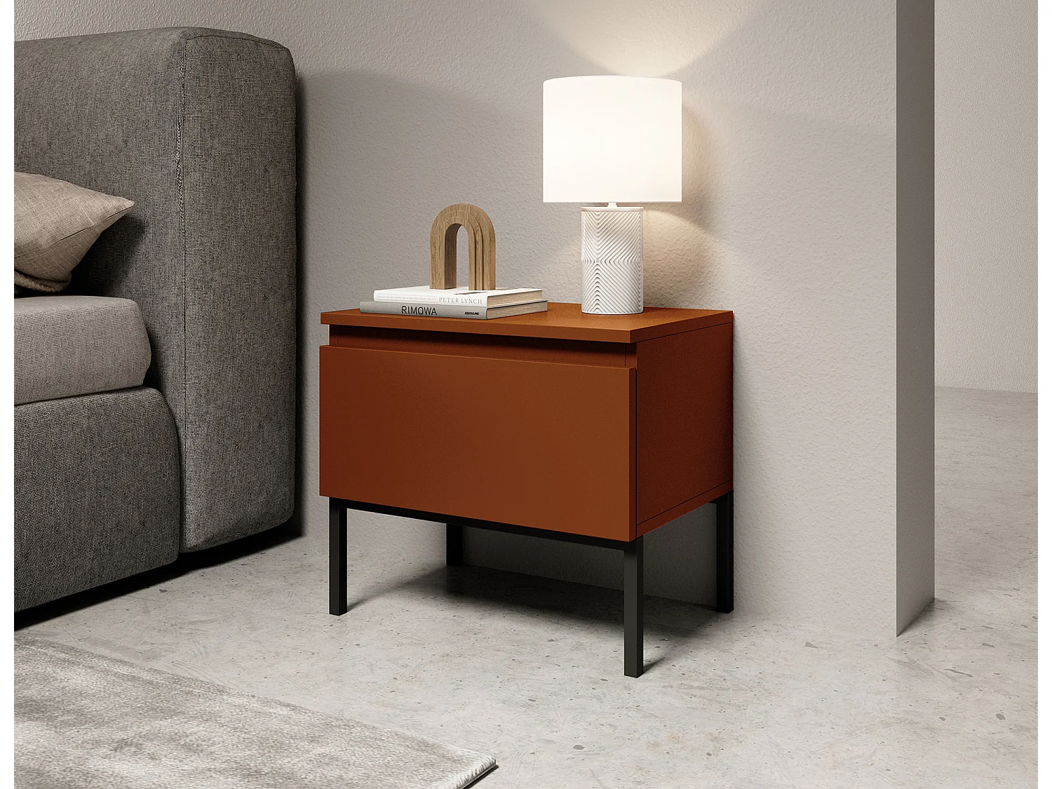 Selsey BEMMI - mesita de noche - color ladrillo