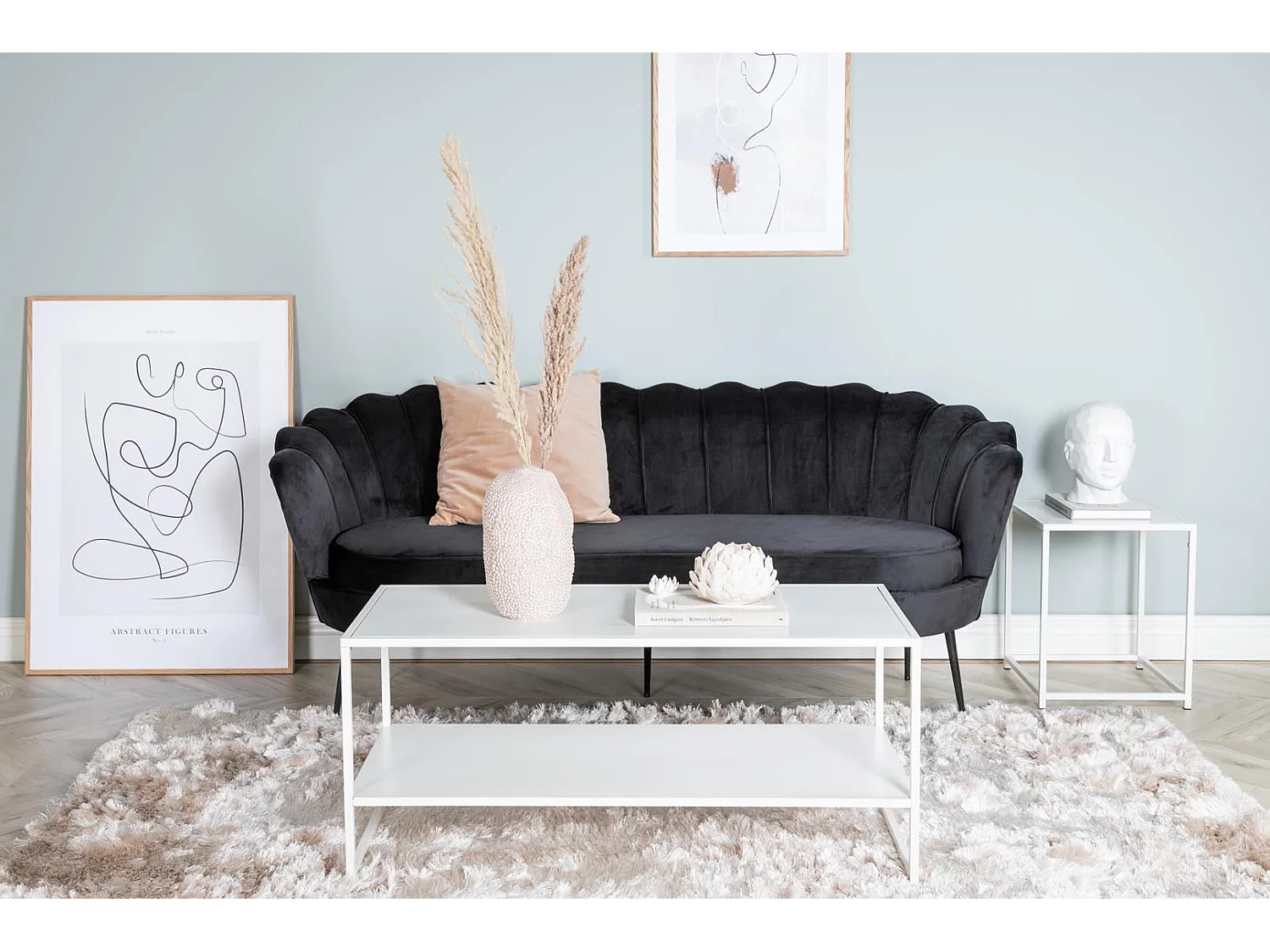 Nice Sofa 3 Personen velour schwarz.