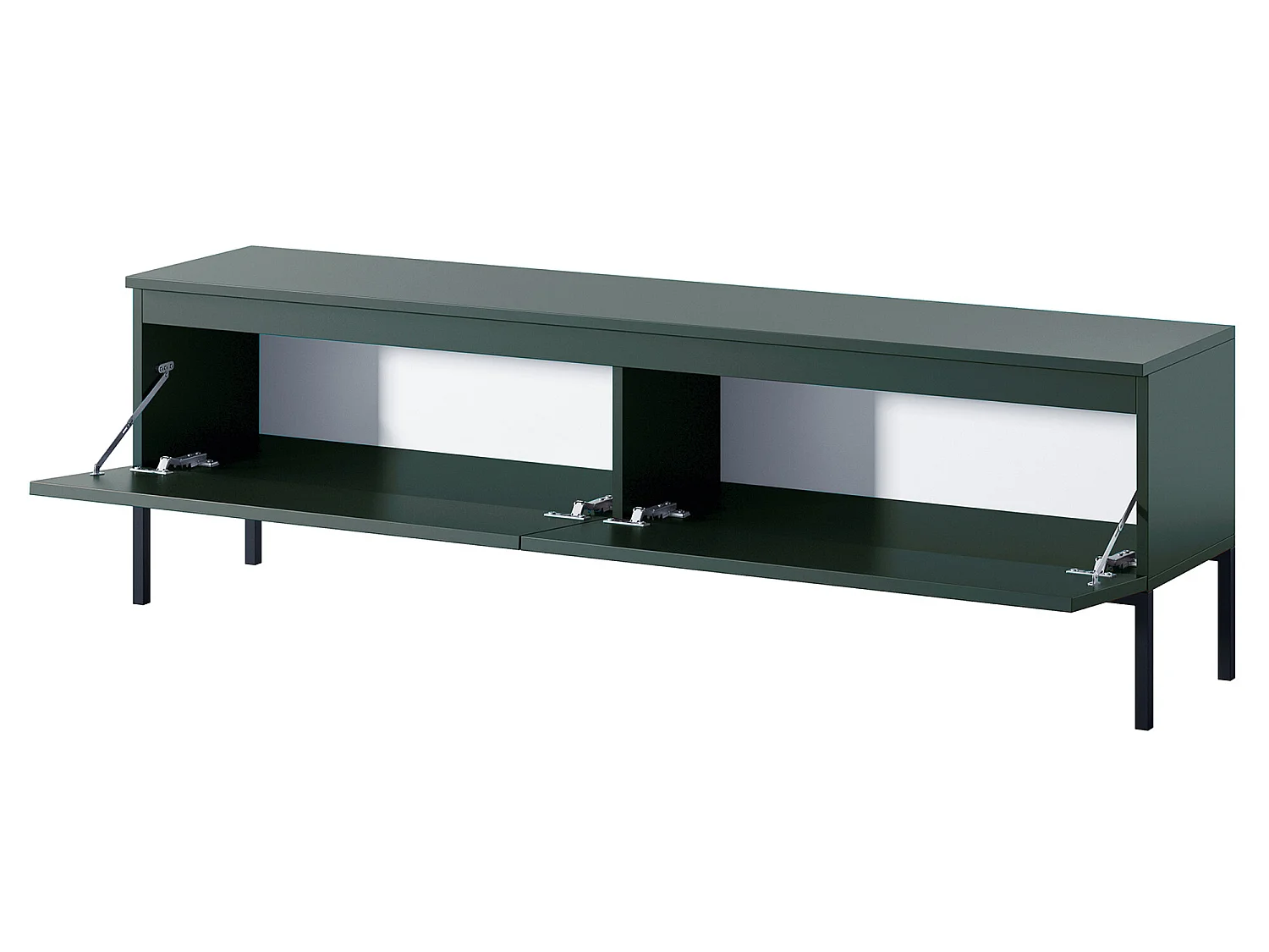 TV-Lowboard 150 cm, Dunkelgrün mit Metallbeinen - Bemmi