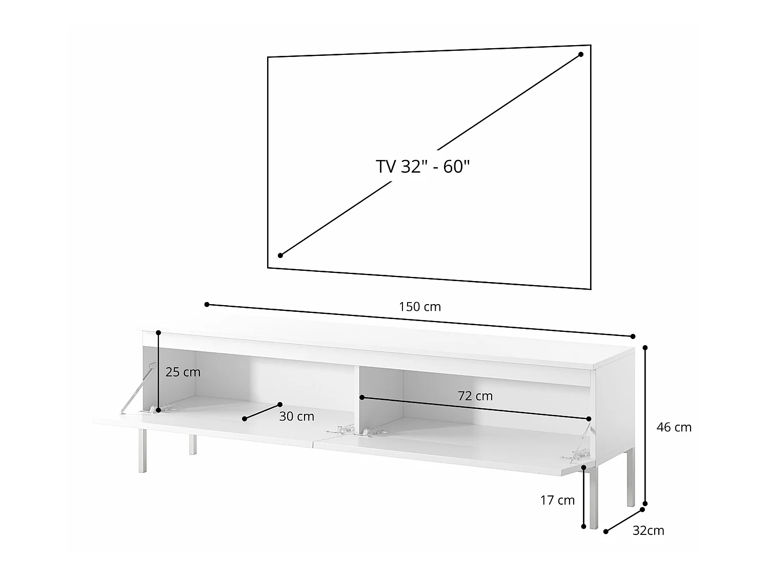 Meuble TV - 150 cm - Vert foncé - Bemmi