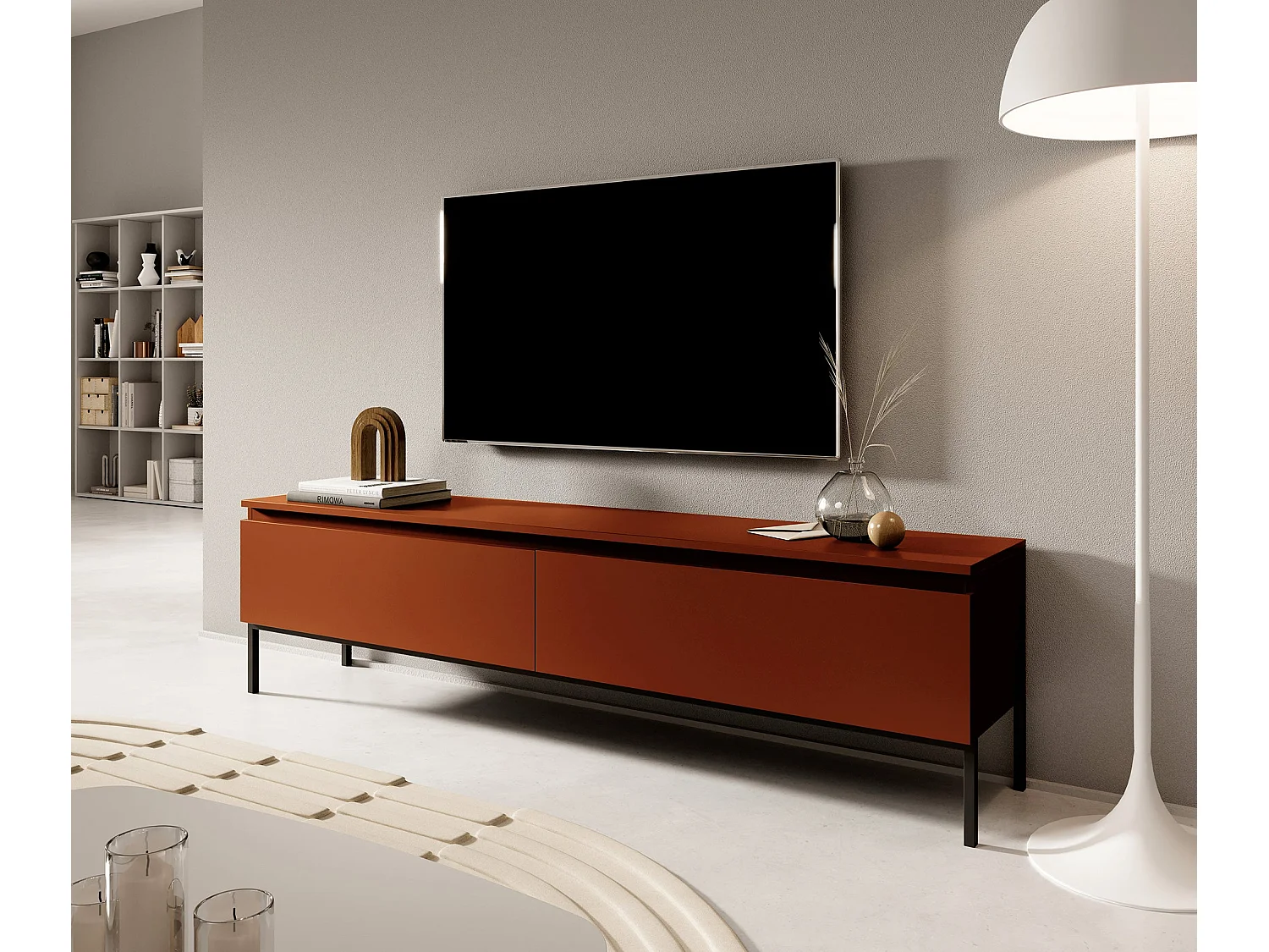 Meuble TV - 150 cm - Rouge brique - Bemmi