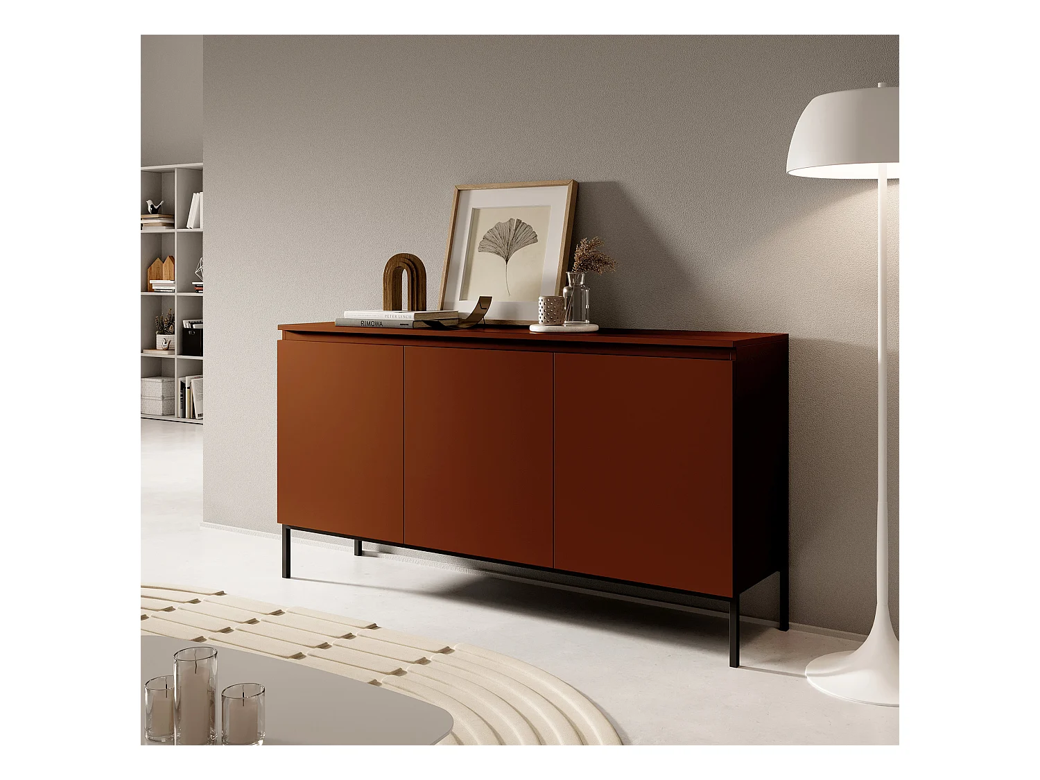 Buffet à trois portes - 150 cm - Rouge brique - Bemmi