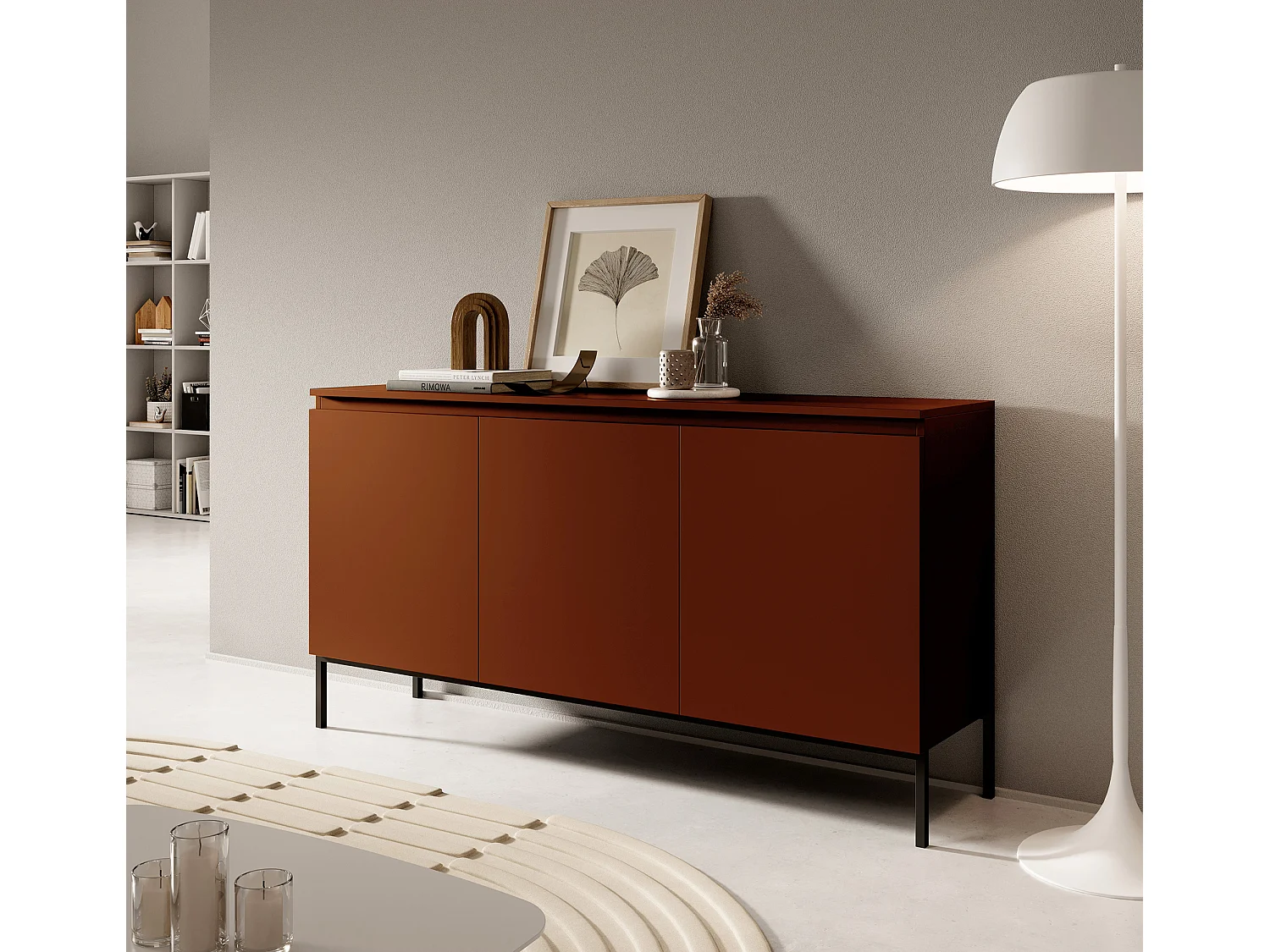 Buffet à trois portes - 150 cm - Rouge brique - Bemmi