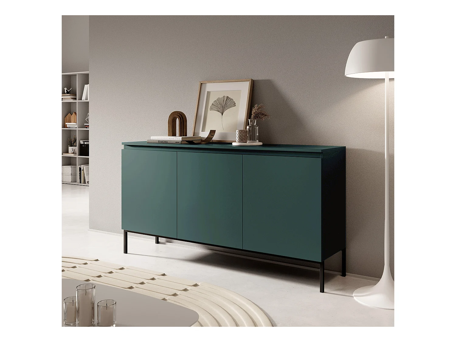 Buffet à trois portes 150 cm - Vert foncé - Bemmi