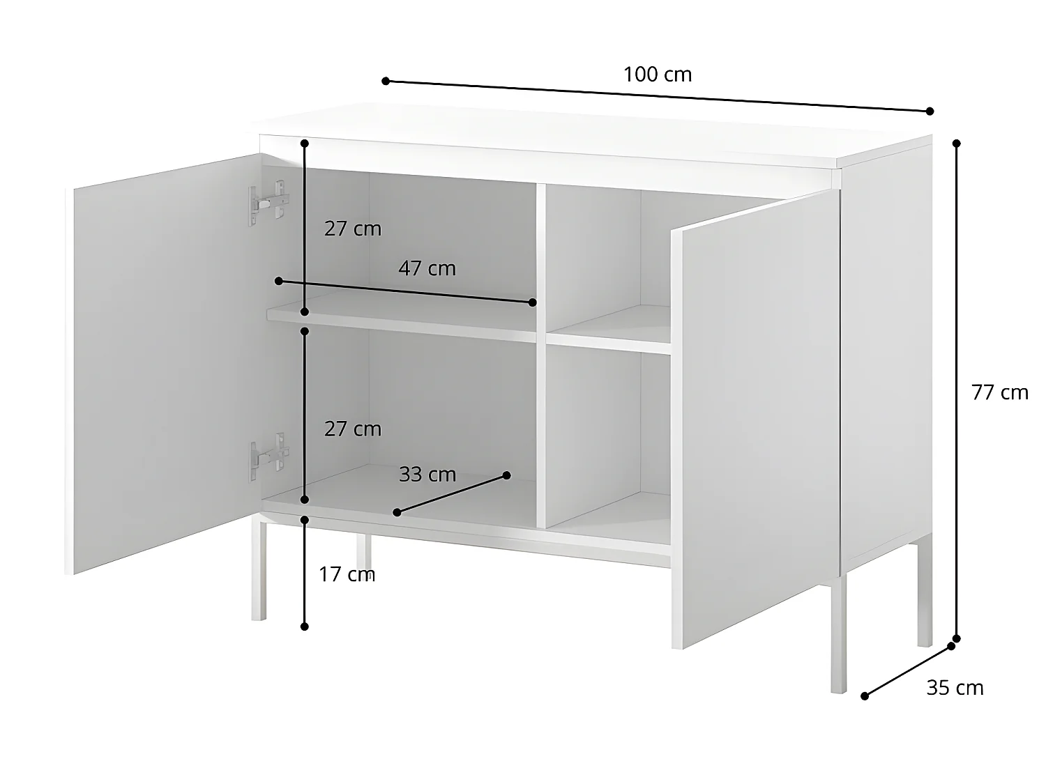 Buffet à deux portes - 100 cm - Rouge brique - Bemmi