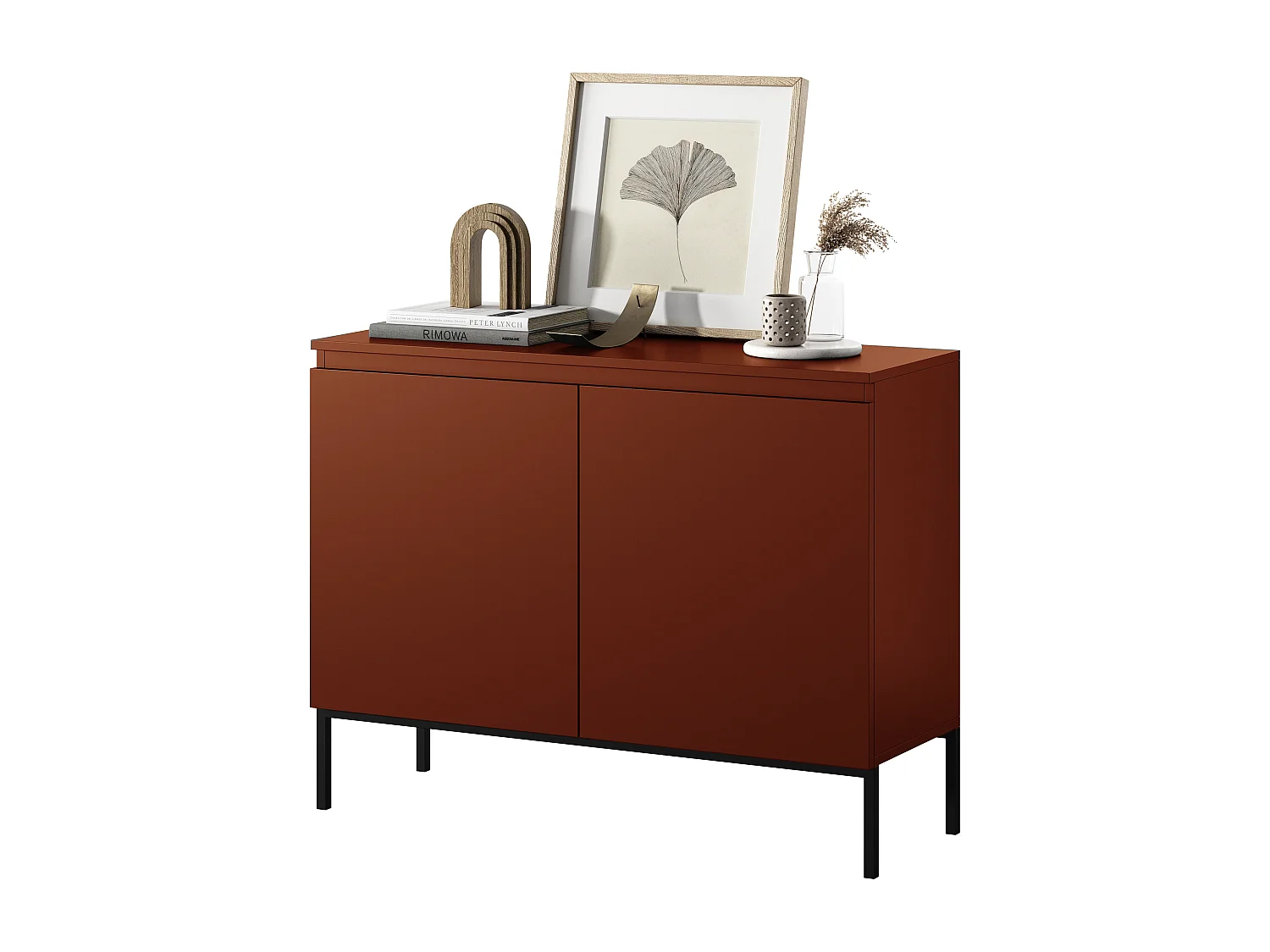 Buffet à deux portes - 100 cm - Rouge brique - Bemmi