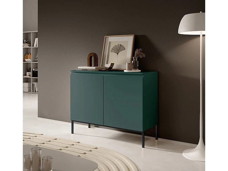 Sideboard 2-türig 100 cm, Dunkelgrün mit Metallbeinen - Bemmi