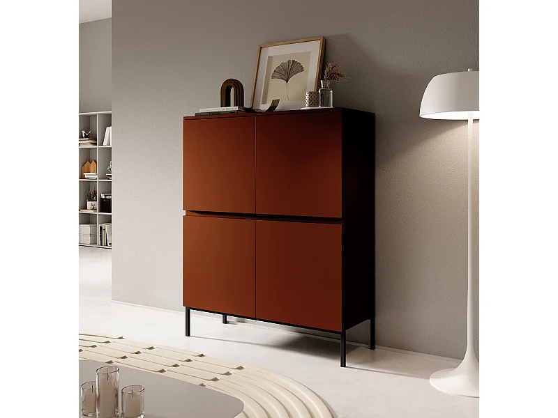 Buffet haut - 100 cm - Rouge brique - Bemmi