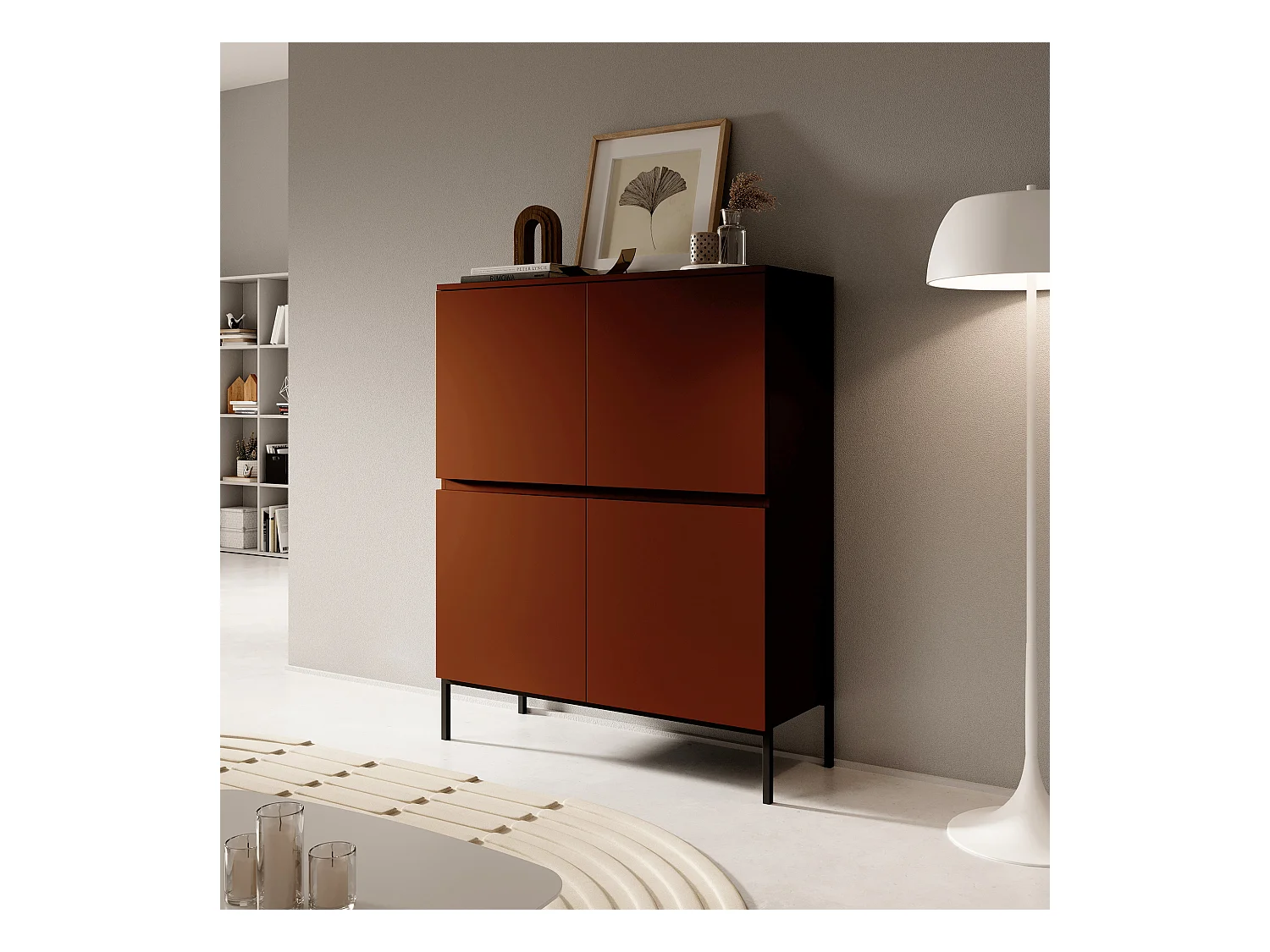 Buffet haut - 100 cm - Rouge brique - Bemmi