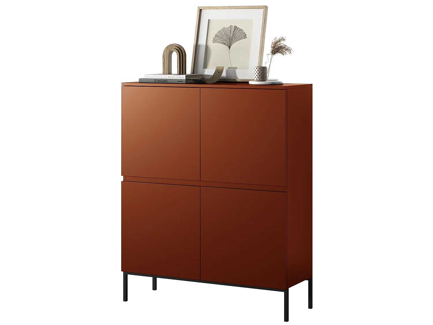 Buffet haut - 100 cm - Rouge brique - Bemmi