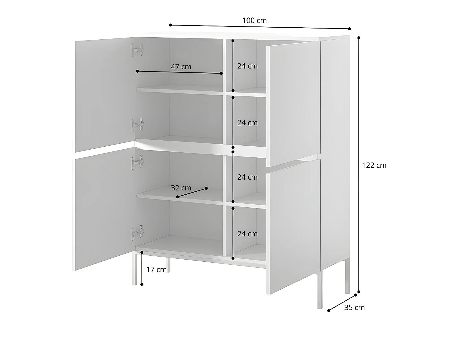 Buffet haut - 100 cm - Rouge brique - Bemmi
