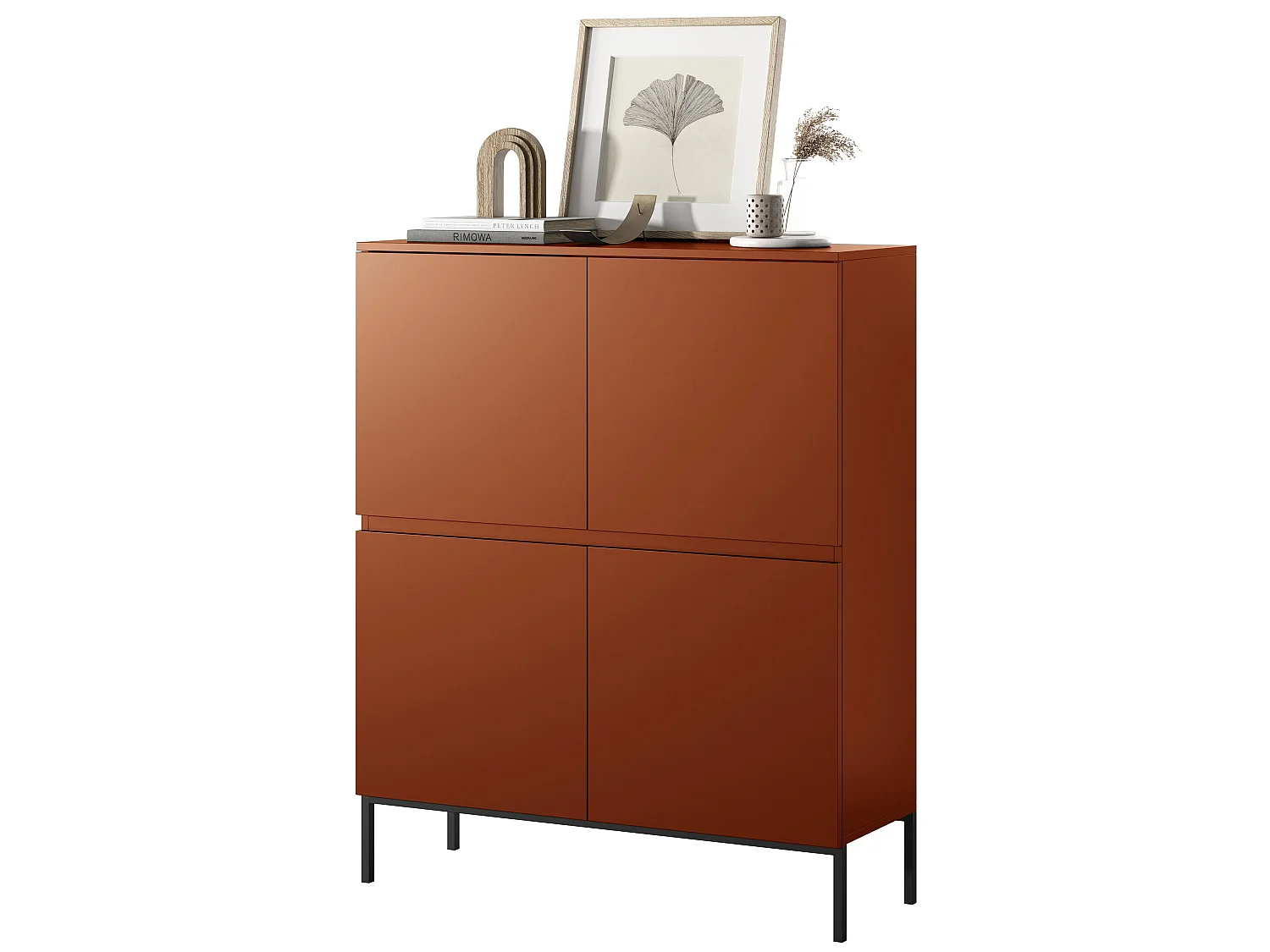 Buffet haut - 100 cm - Rouge brique - Bemmi