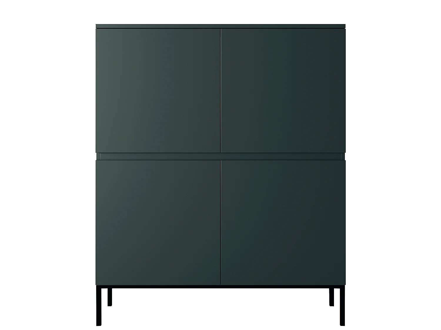 Highboard 4-türig 100 cm, Dunkelgrün mit Metallbeinen - Bemmi