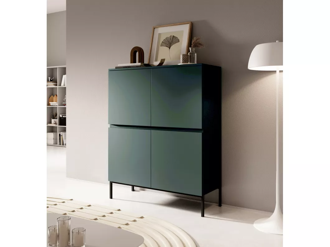 Kauf Unique Highboard 4-türig 100 cm, Dunkelgrün mit Metallbeinen - Bemmi