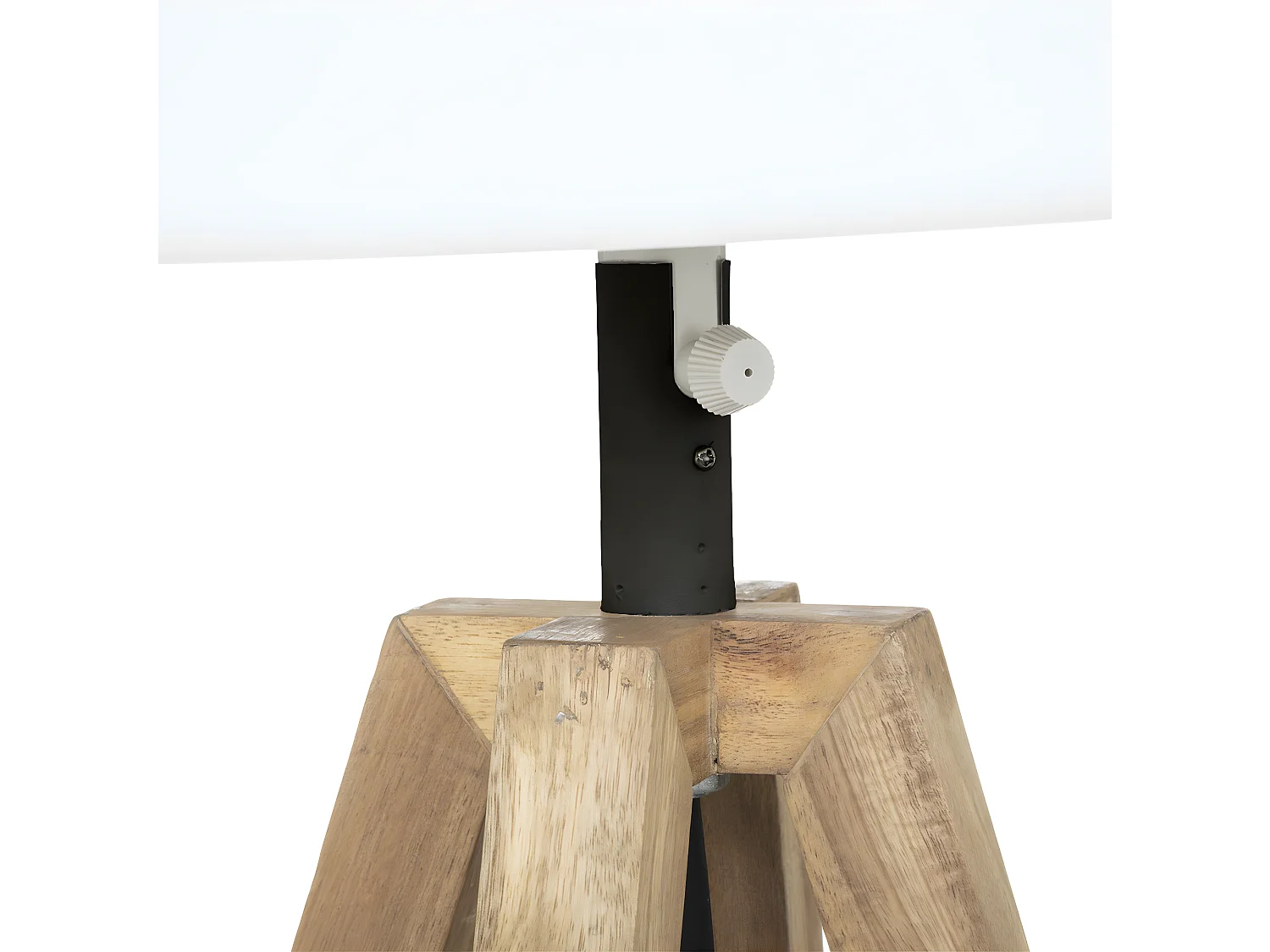 Lampe à poser d'extérieur pieds en Bois d'Acacia et abat-jour Blanc H 58 cm