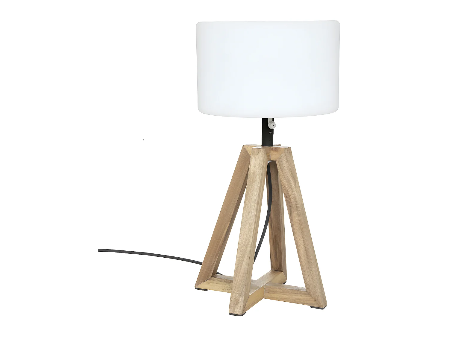 Lampe à poser d'extérieur pieds en Bois d'Acacia et abat-jour Blanc H 58 cm