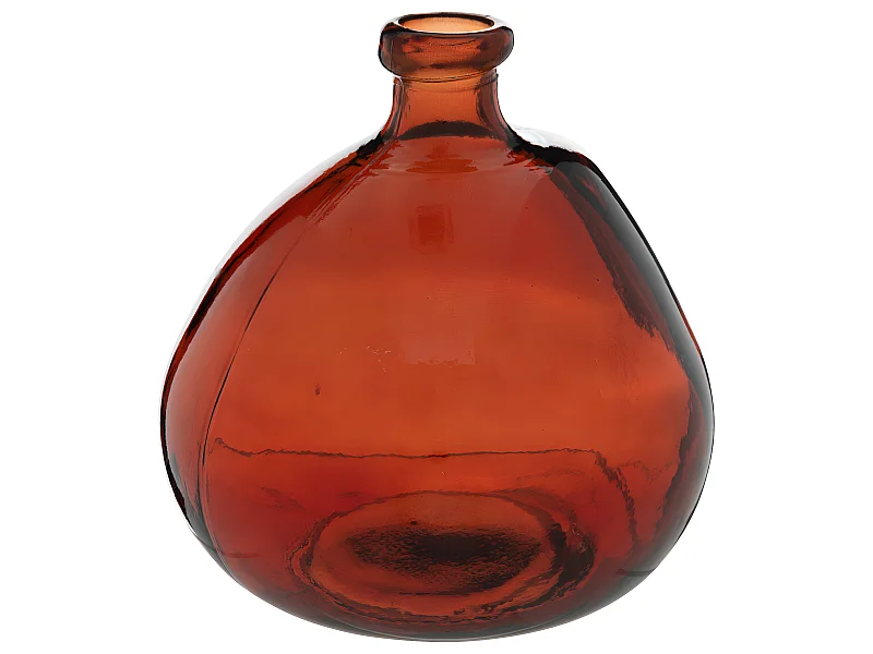 Vase rond en verre recyclé Rouge Ambre D 20 x H 23 cm