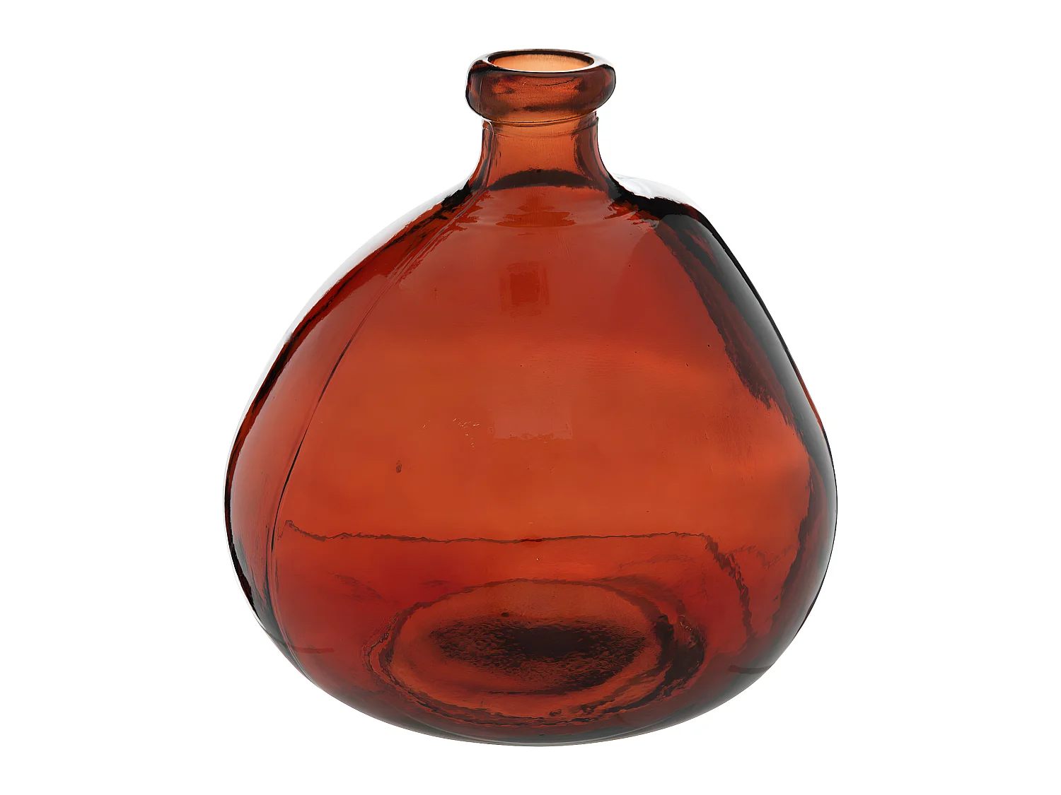 Vase rond en verre recyclé Rouge Ambre D 20 x H 23 cm
