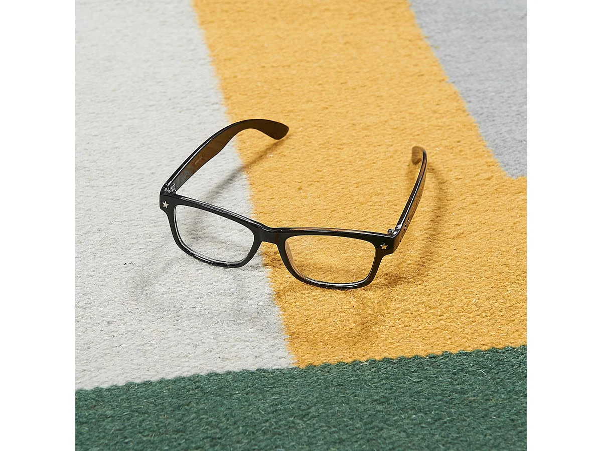 Tappeto Kilim 200x290 rettangolo realizzato a mano in lana gialla e verde