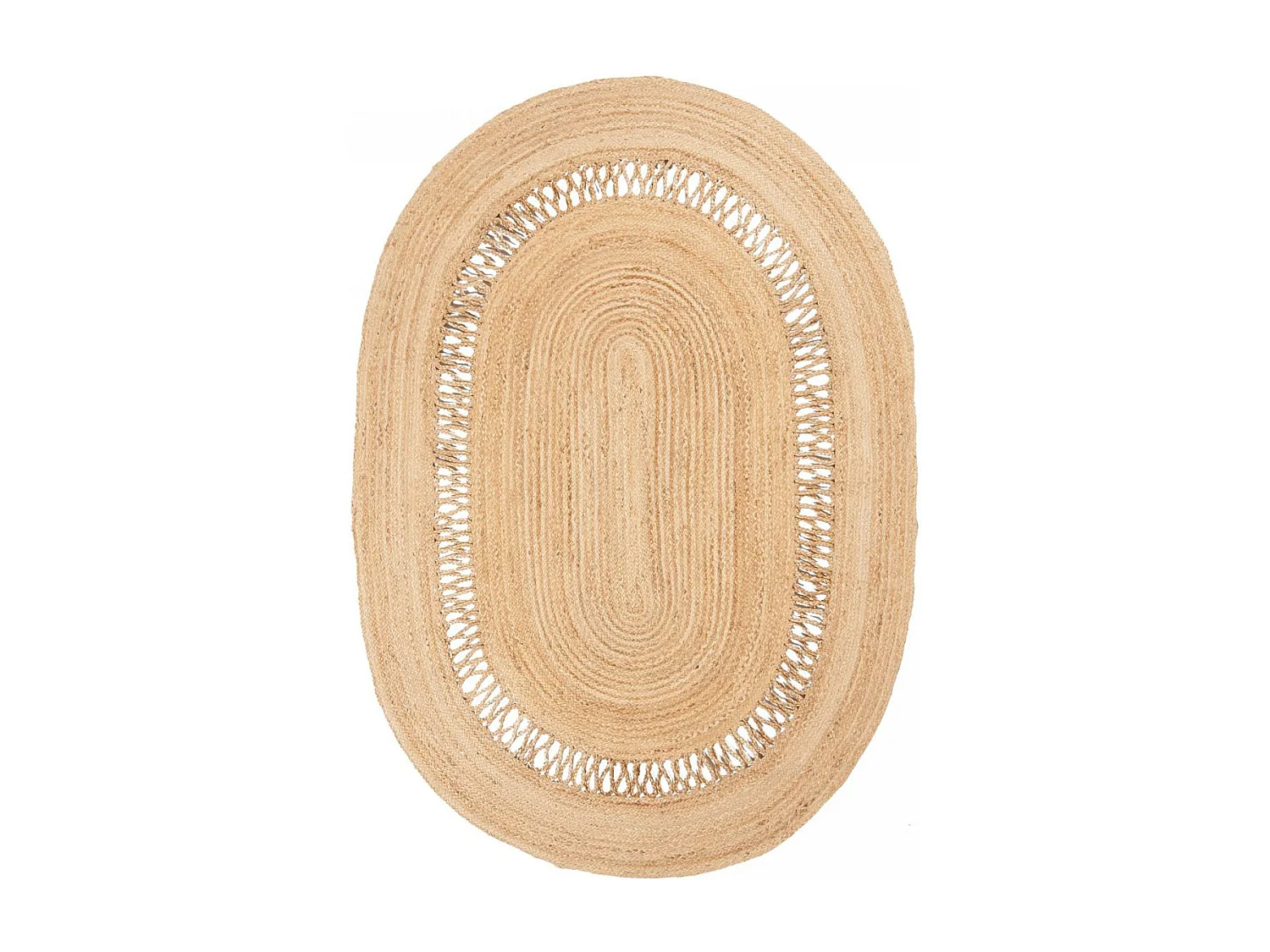 Tapis jute 160x230 ovale fait main beige JUTOVAL