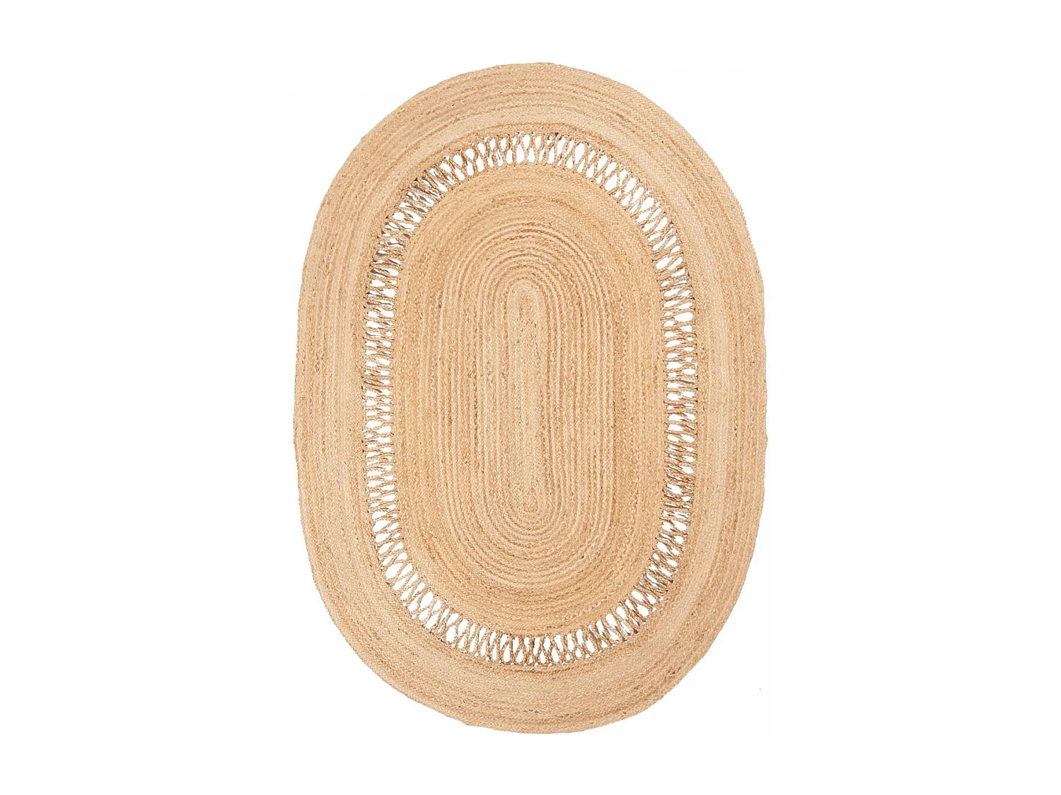 Tapis jute 160x230 ovale fait main beige JUTOVAL