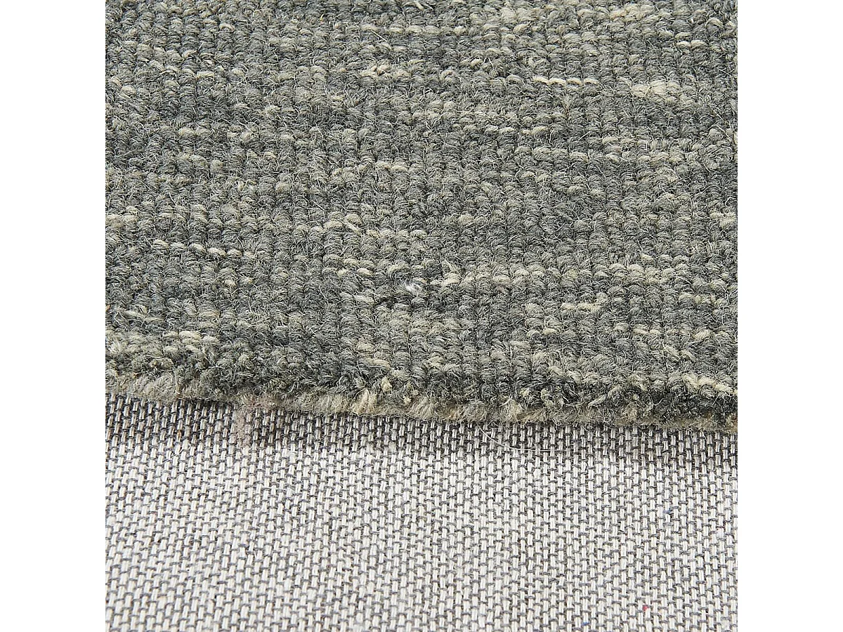 tapis salon 120x170 fait main en laine gris et crème motif géométrique
