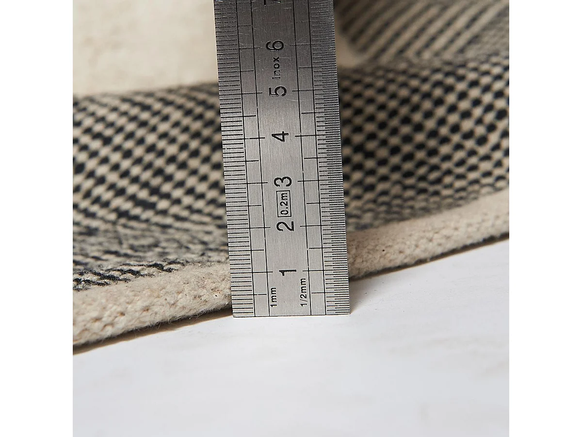 tapis salon 120x170 fait main en coton gris et crème rectangle motif faux uni