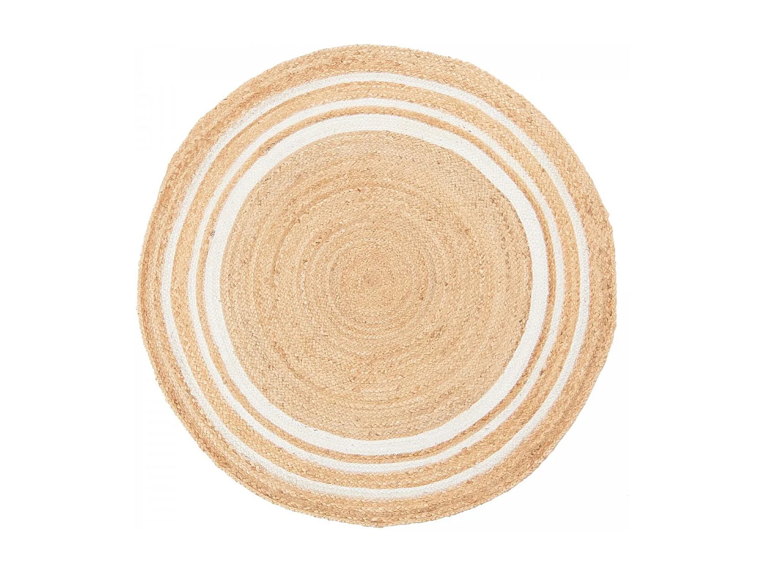 Tapis rond Ø120cm fait main en jute motif uni pour chambre SUNNY L