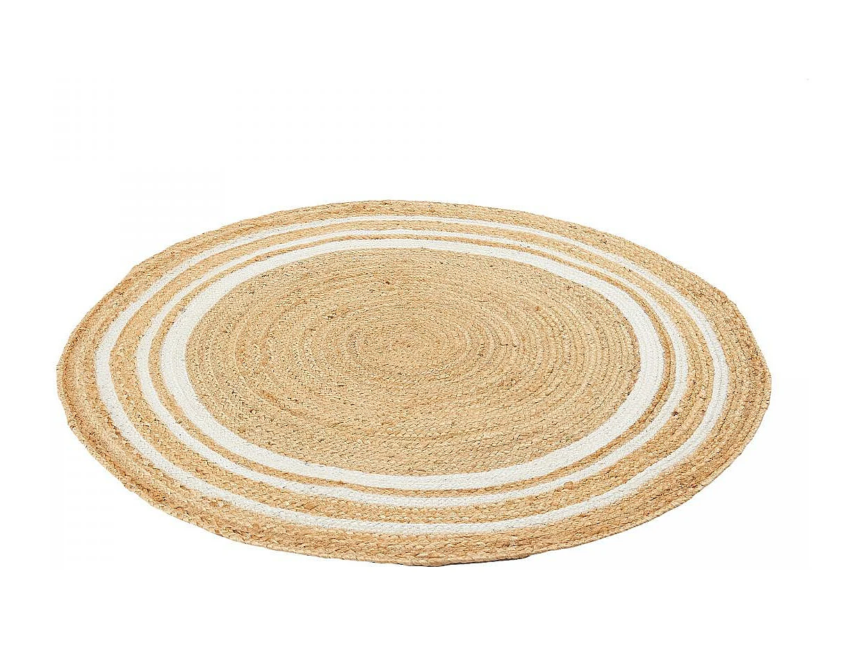 Tapis rond Ø120cm fait main en jute motif uni pour chambre SUNNY L