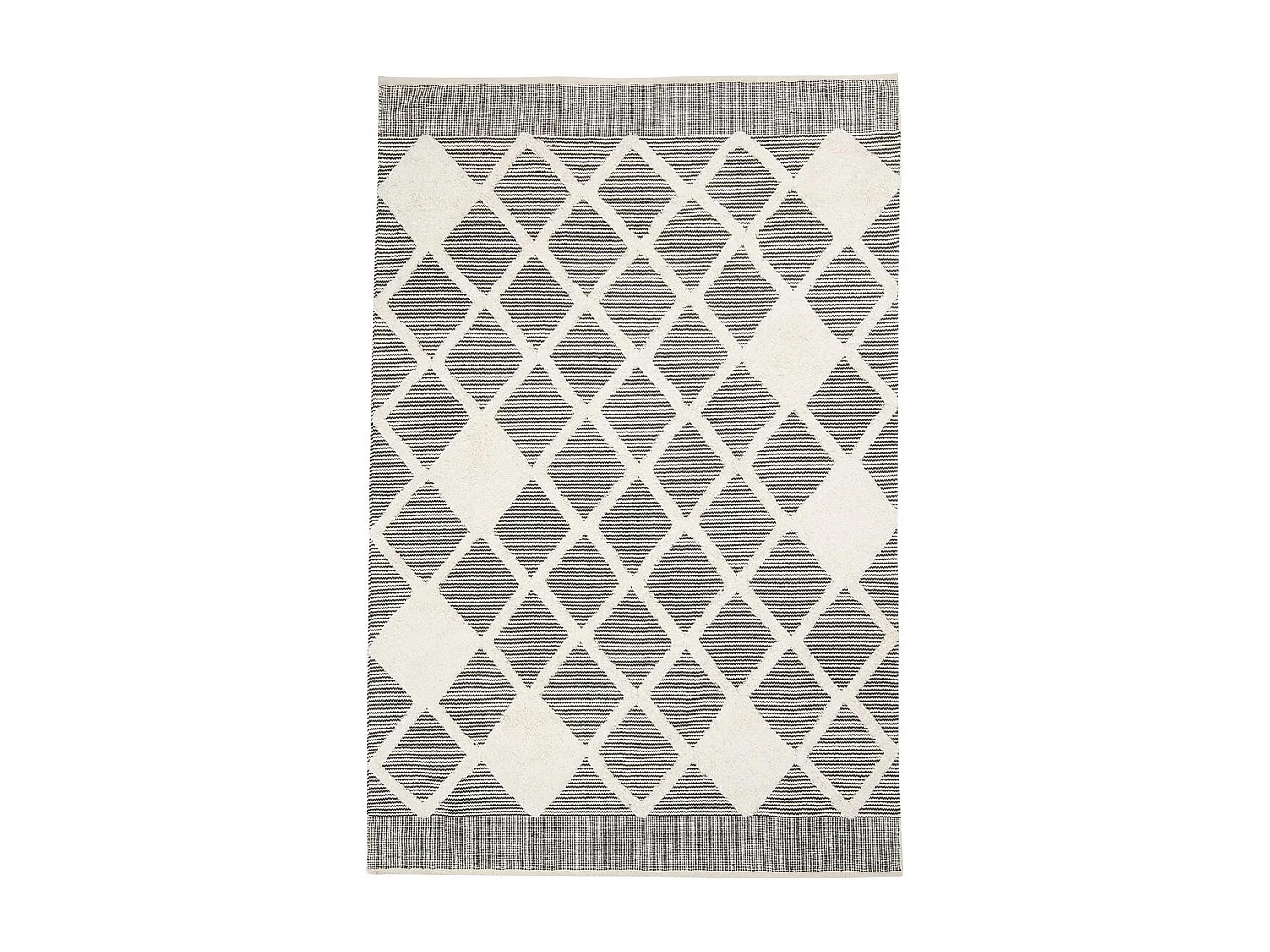 tapis salle à manger 160x230 fait main en coton gris et crème motif faux uni