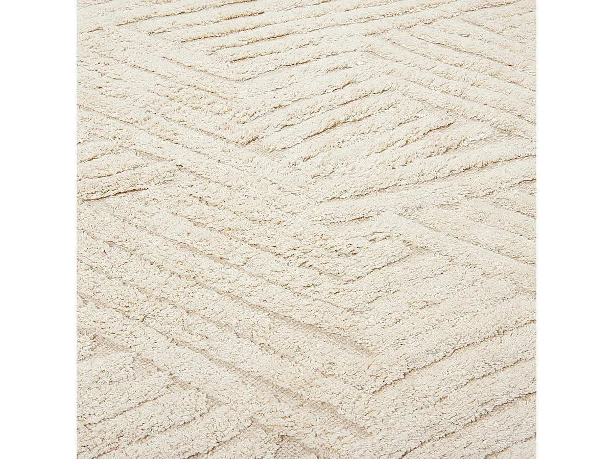 alfombra de salón 120x170 hecha a mano en algodón beige rectángulo imitación liso COTCOLO