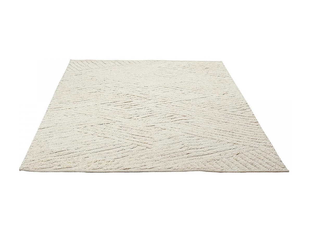 alfombra de salón 120x170 hecha a mano en algodón beige rectángulo imitación liso COTCOLO