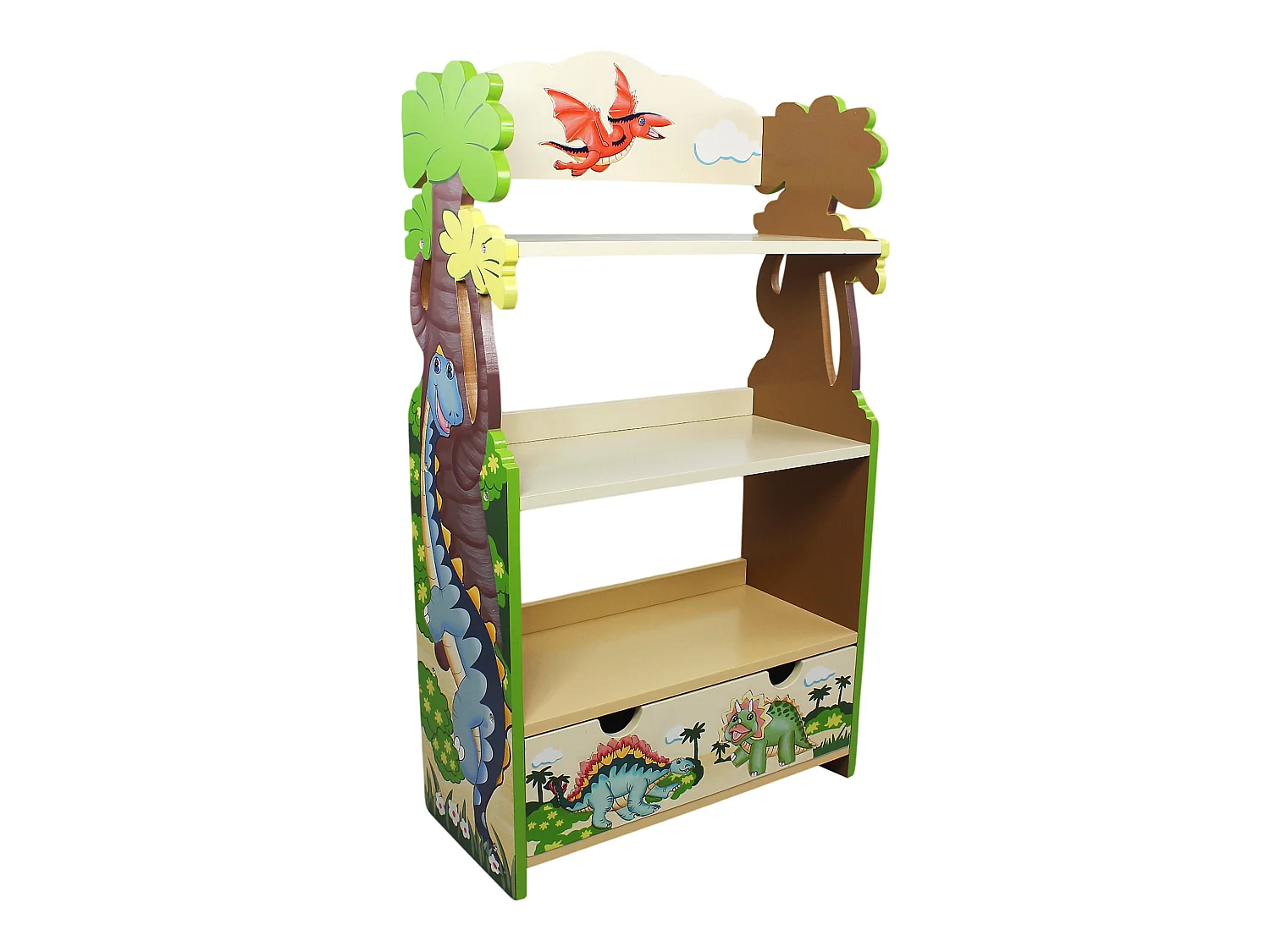 Meuble bibliothèque en bois enfant mixte rangement dinosaure livre jouet Fantasy Fields