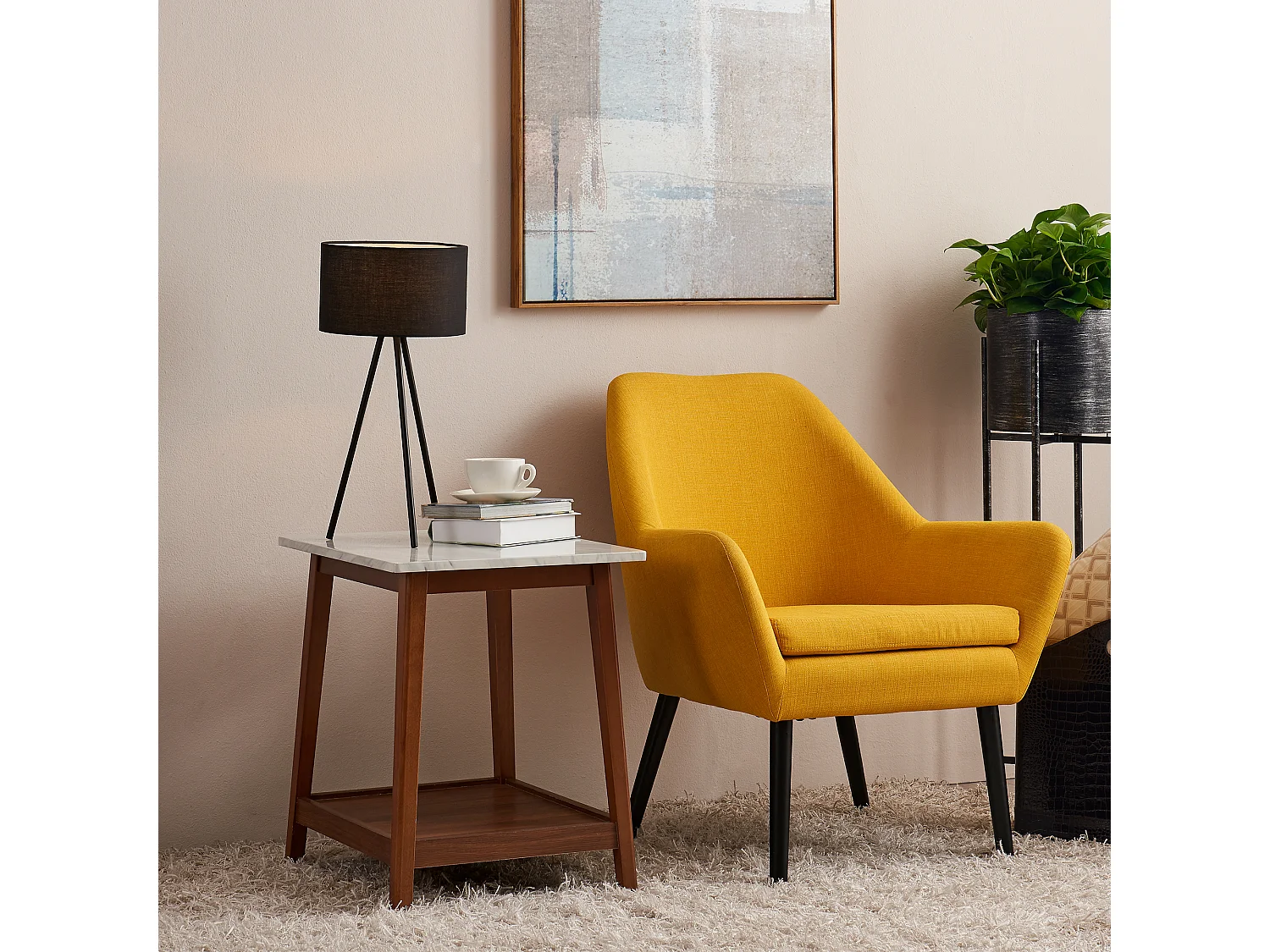 Table d’appoint en bois effet marbre couleur noyer salon entrée chambre