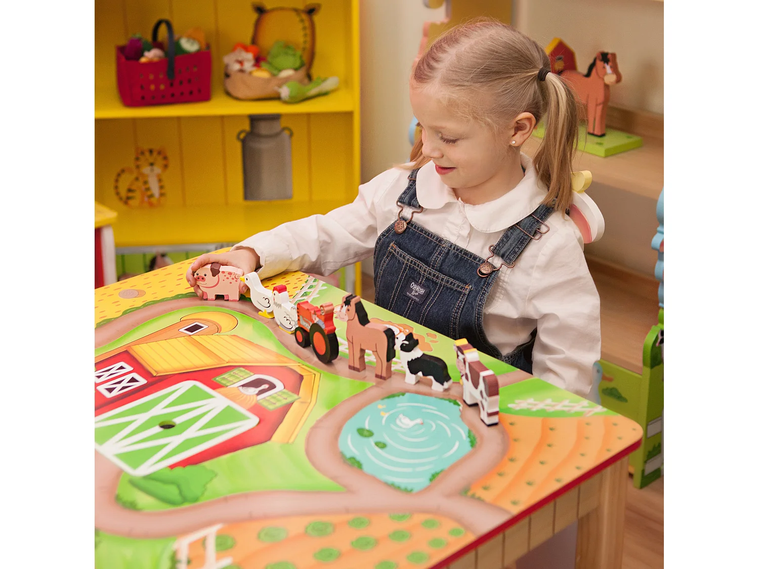 Table en bois enfant sans chaise fille garçon Happy Farm