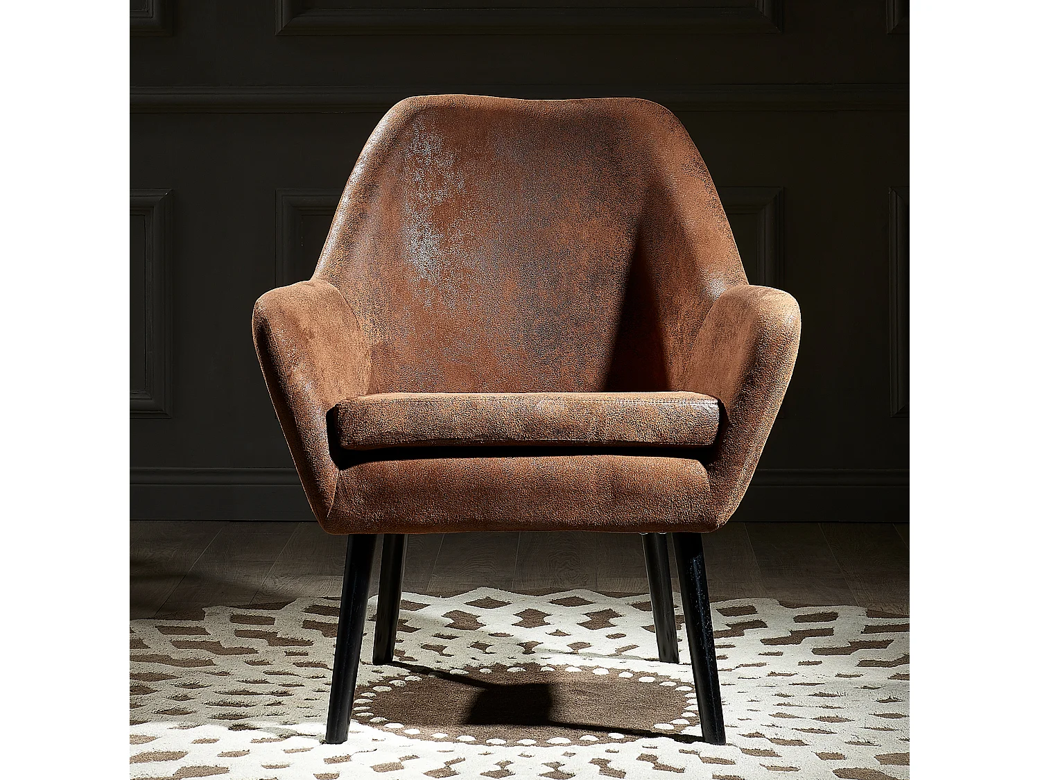 Teamson Home Divano Akzent-Stuhl Moderner Sessel in Braun mit Polsterung und Massivholzbeinen, Sitzgelegenheiten für Zuhause, Wohnzimmer, Schlafzimmer oder Lounge