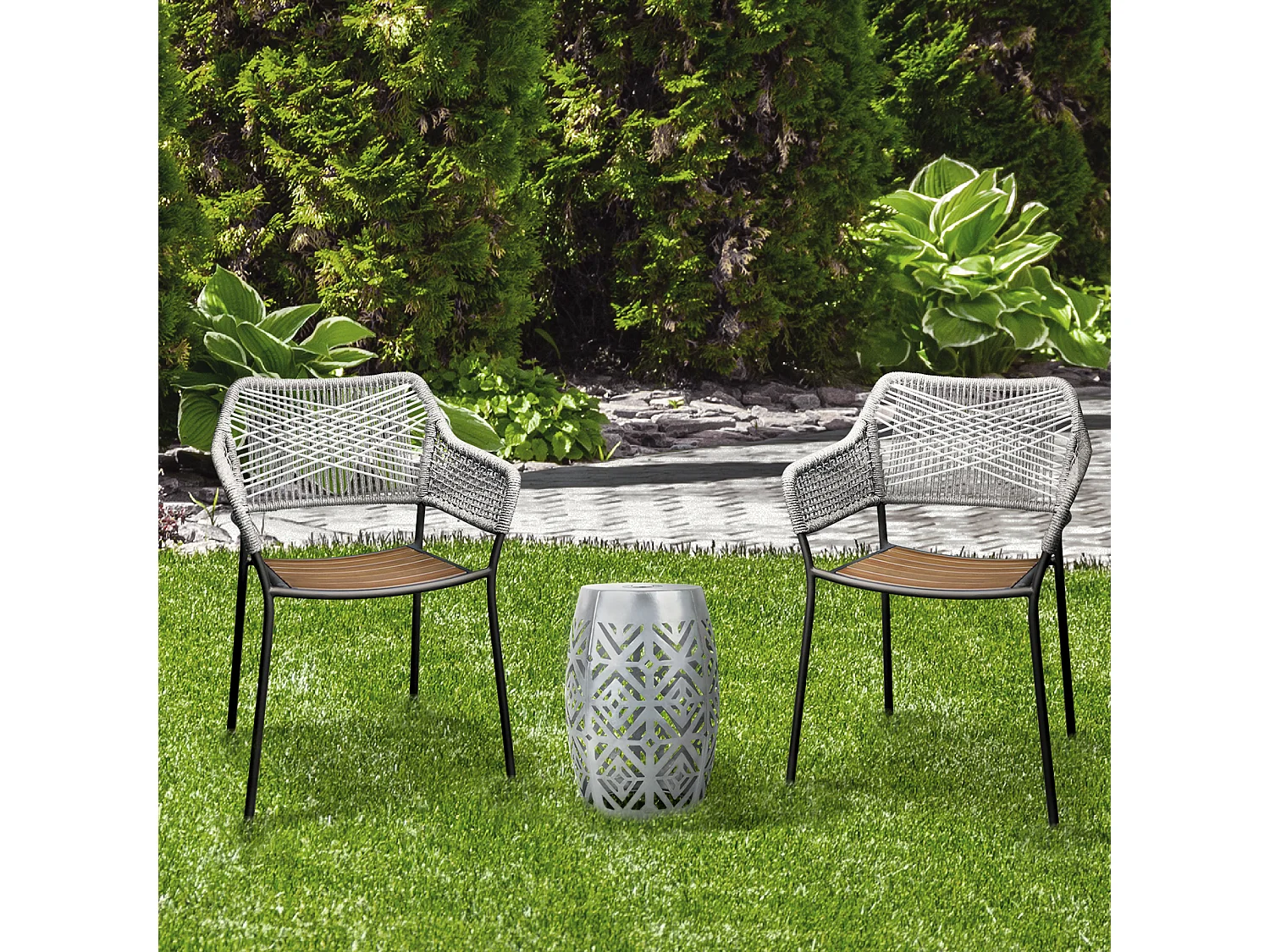 Teamson Home Decoración de Jardín Al Aire Libre 2 en 1 Farol Redondo Grande con Energía Solar LED para Patio y Soporte de Mesa