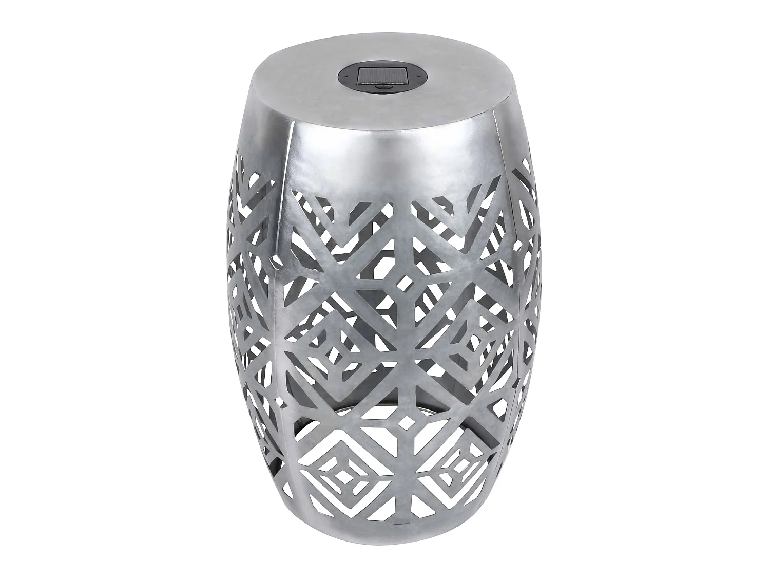Table basse bout de canapé de jardin rond en fer lampe solaire LED