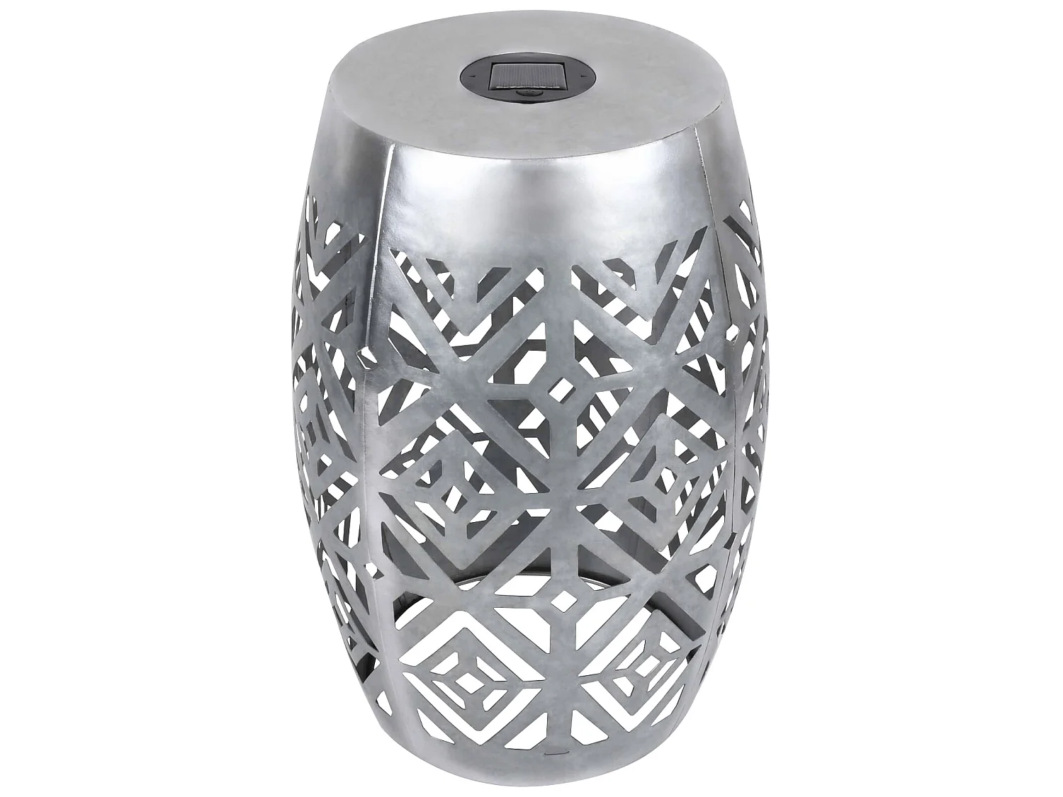 Teamson Home Tuindecoratie - 2-in-1 Ronde Grote LED Lantaarn & Tafel - Metaal - Zilver