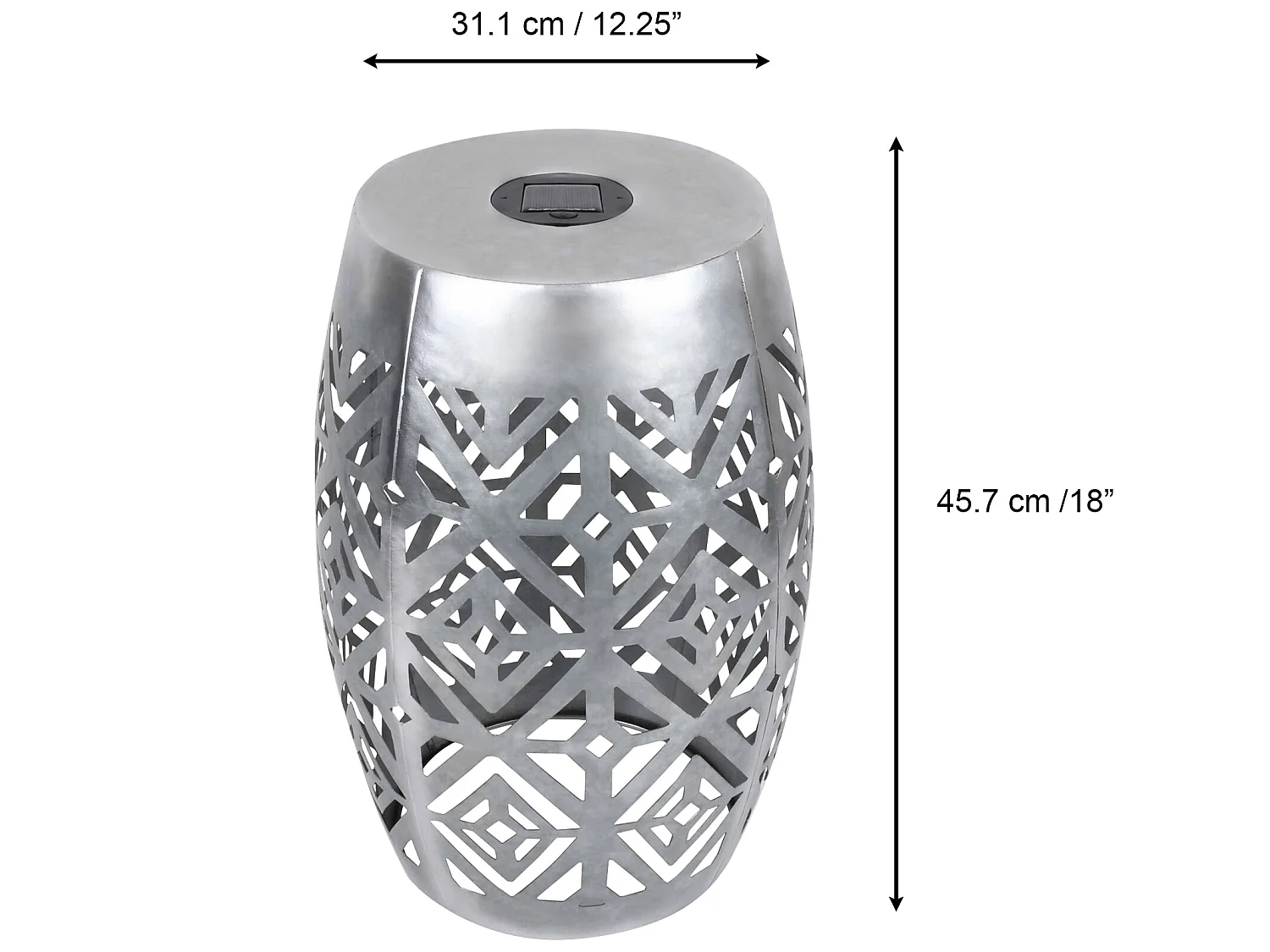 Teamson Home Tuindecoratie - 2-in-1 Ronde Grote LED Lantaarn & Tafel - Metaal - Zilver