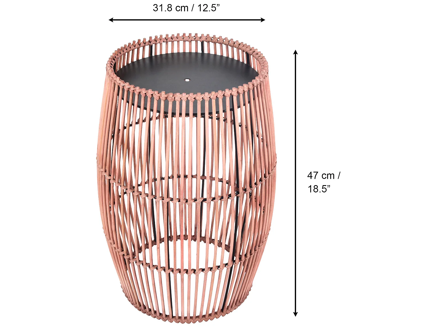 Table basse de jardin extérieur en bambou avec support en acier brun clair