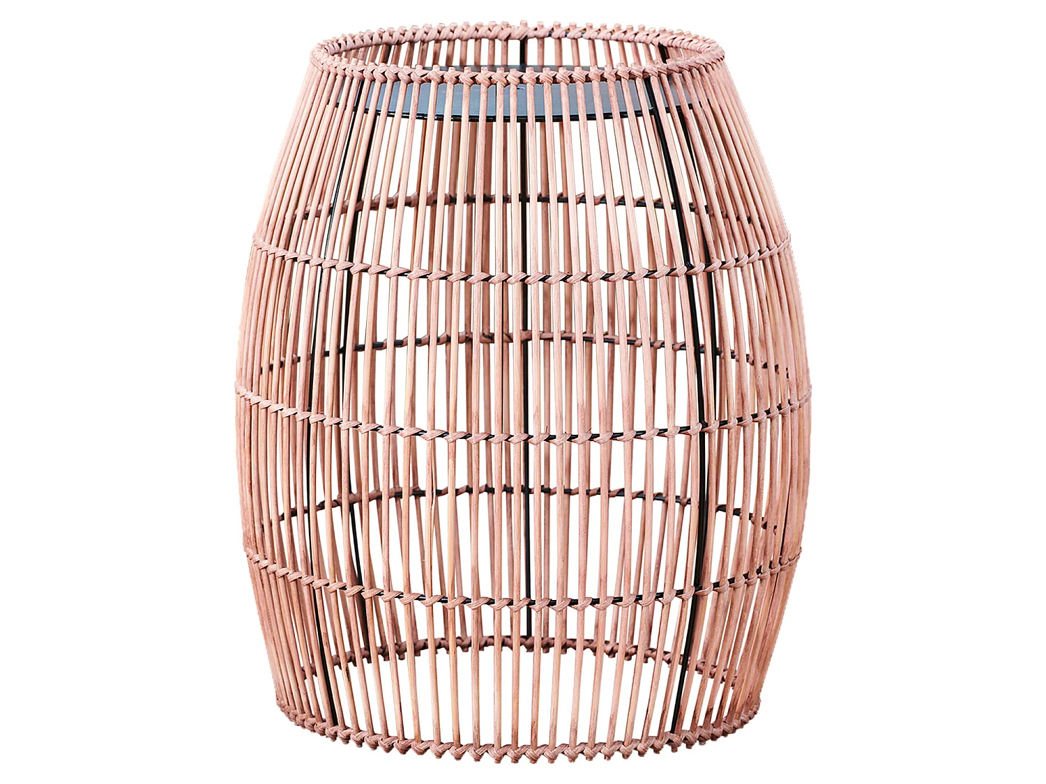 Table basse de jardin extérieur en bambou avec support en acier brun clair