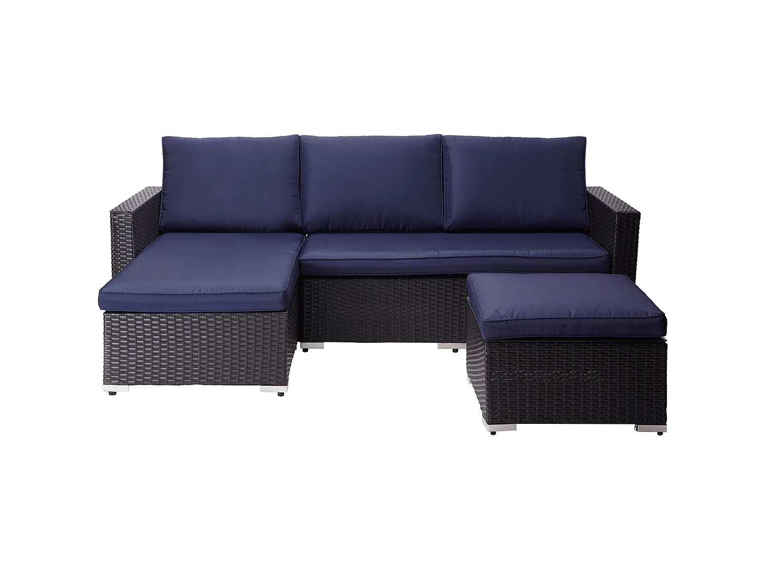 Salon de jardin extérieur 3 pièces 1 table basse 1 canapé 1 fauteuil