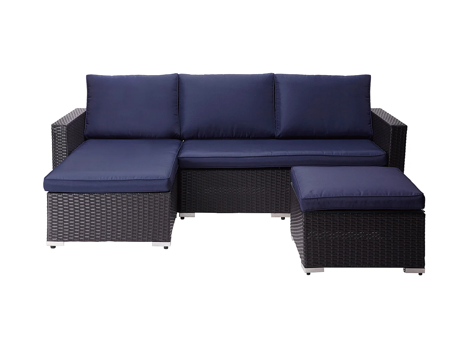 Salon de jardin extérieur 3 pièces 1 table basse 1 canapé 1 fauteuil